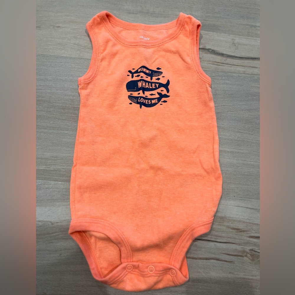 Carter's Orange and Gray Whale Tank Bodysuits Set Size 12 Months - Picture 4 of 7